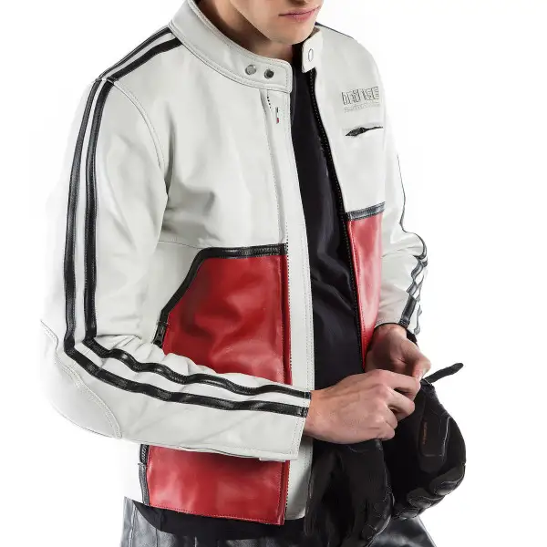 Giacca moto pelle Dainese72 TOGA72 Bianco Rosso