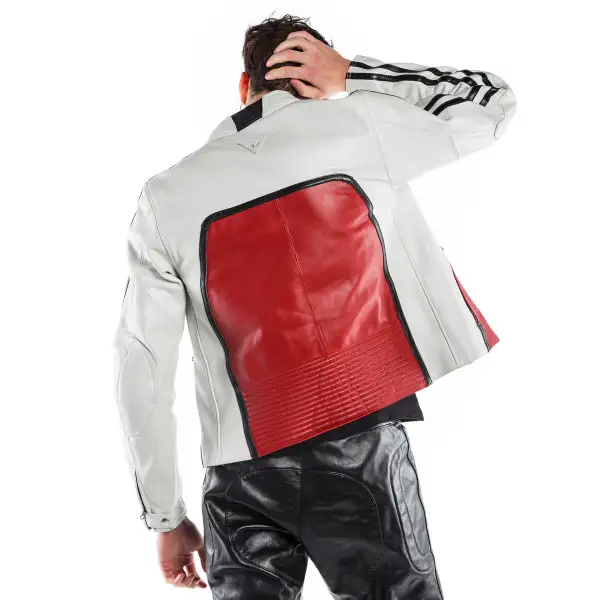 Giacca moto pelle Dainese72 TOGA72 Bianco Rosso