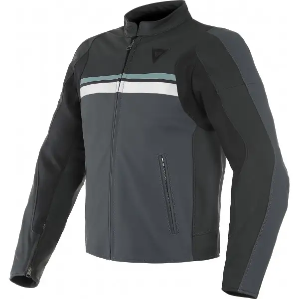 Giacca moto pelle Dainese Hf 3 Nero Ebano Atlantic Grigio Ghiaccio