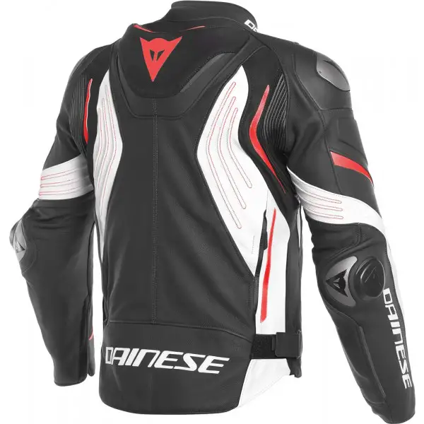 Giacca moto pelle Dainese SUPER SPEED 3 Nero Bianco Rosso Fluo