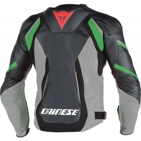 Giacca moto pelle Dainese Super Speed D1 nero antracite verde fluo