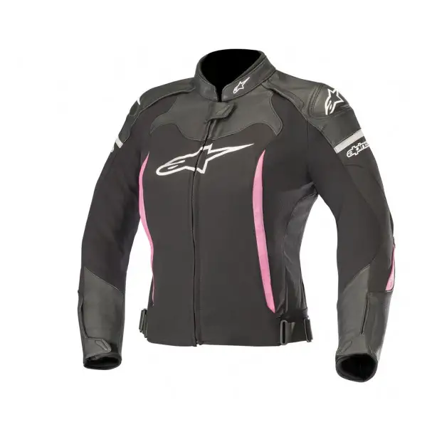 Giacca moto pelle donna Alpinestars STELLA SP X nero fuxia