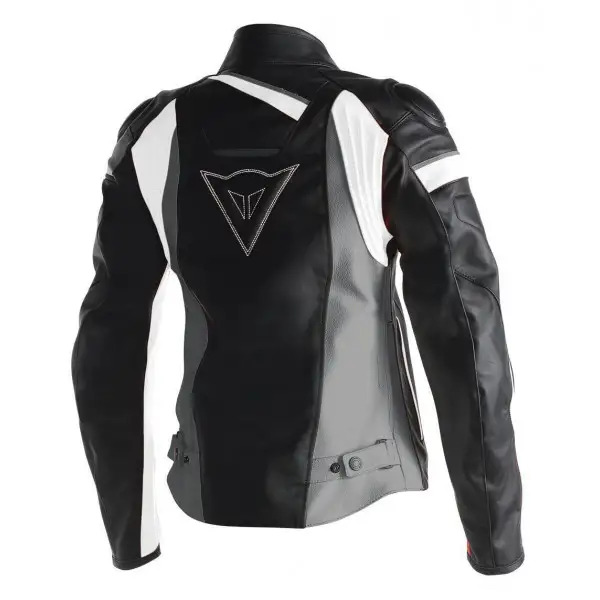 Giacca moto pelle donna Dainese Veloster Lady nero antracite bianco