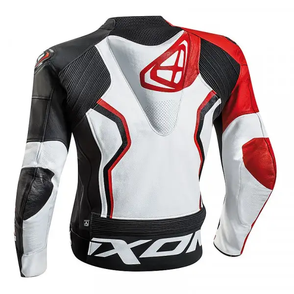 Giacca moto pelle estiva Ixon FALCON Bianco Nero Rosso