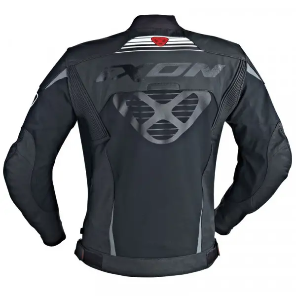 Giacca moto pelle estiva Ixon Frantic Nero Bianco Rosso