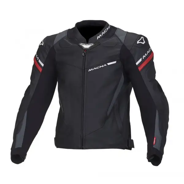 Giacca moto pelle Macna Hyper nero grigio rosso