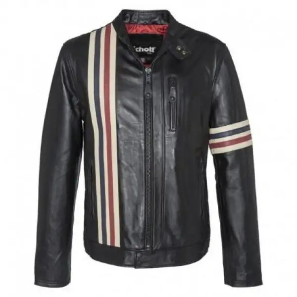 Giacca moto pelle SCHOTT NYC Racer Stripes Nero