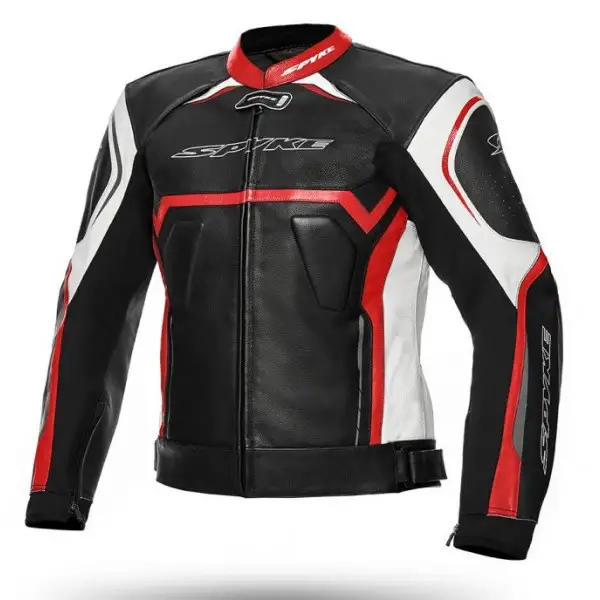 Giacca moto pelle Spyke JEREZ EVO Nero Bianco Rosso