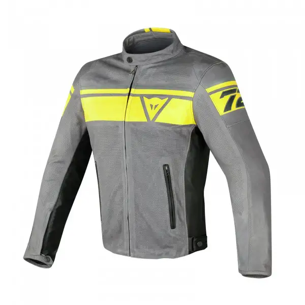 Giacca moto pelle traforata estiva Dainese Black Jack grigio giallo nero