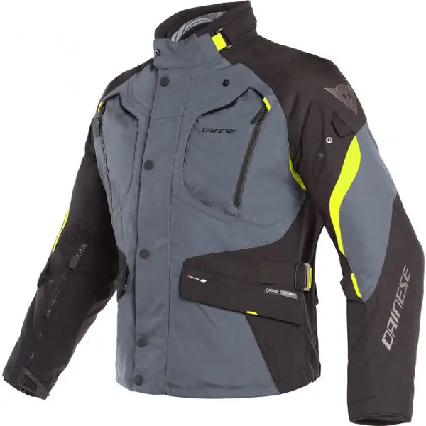 Giacca moto touring Dainese DOLOMITI GORE-TEX 3 strati Ebano Nero Giallo Fluo