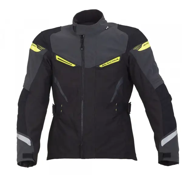 Giacca moto touring Macna Myth WP Night Eye nero giallo fluo