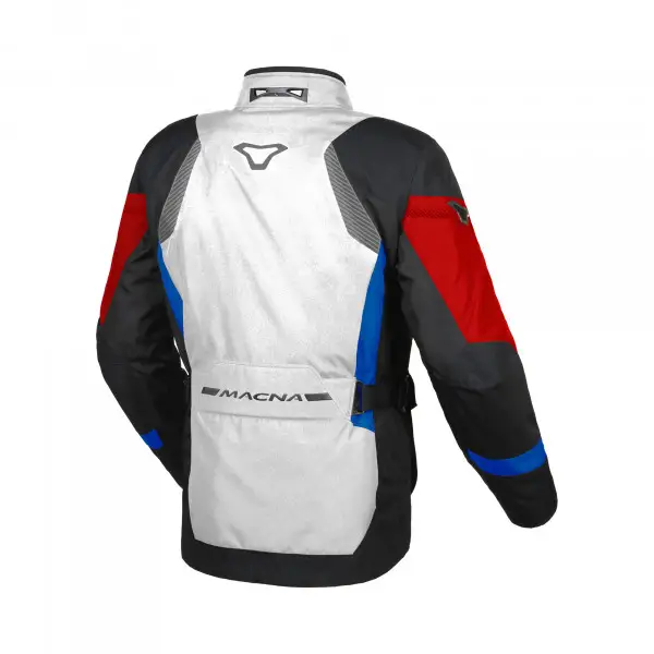 Giacca moto touring Macna Rancher Grigio chiaro Bu Rosso