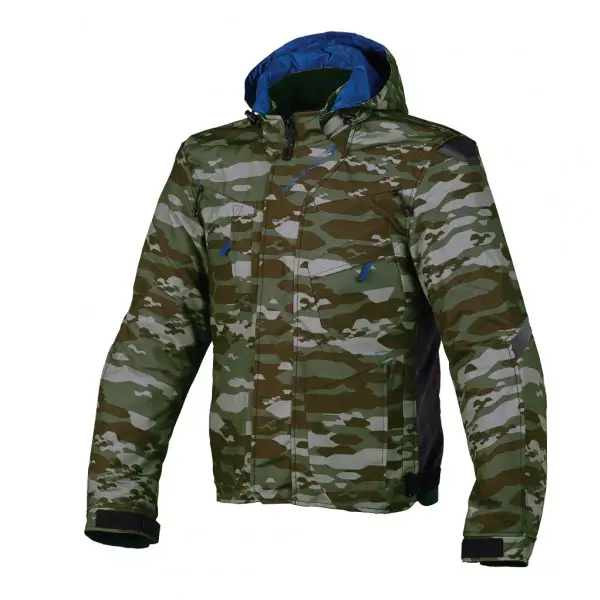 Giacca moto touring Macna Redox WP 3 strati camo verde Night Eye Scuro