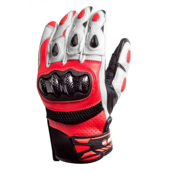 Guanti moto pelle racing Befast Raptor Nero Rosso Bianco