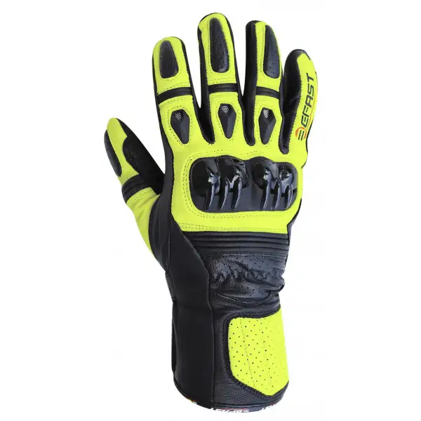 Guanti moto pelle racing Befast Tronic Nero Giallo