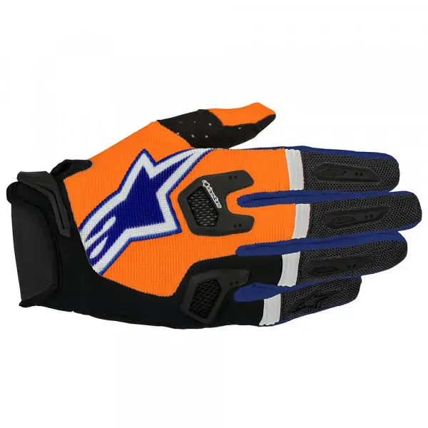 Guanti cross Alpinestars Racefend arancio fluo blu scuro bianco