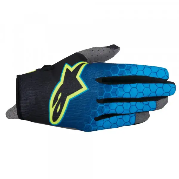 Guanti cross Alpinestars Radar Flight blu scuro ciano giallo fluo