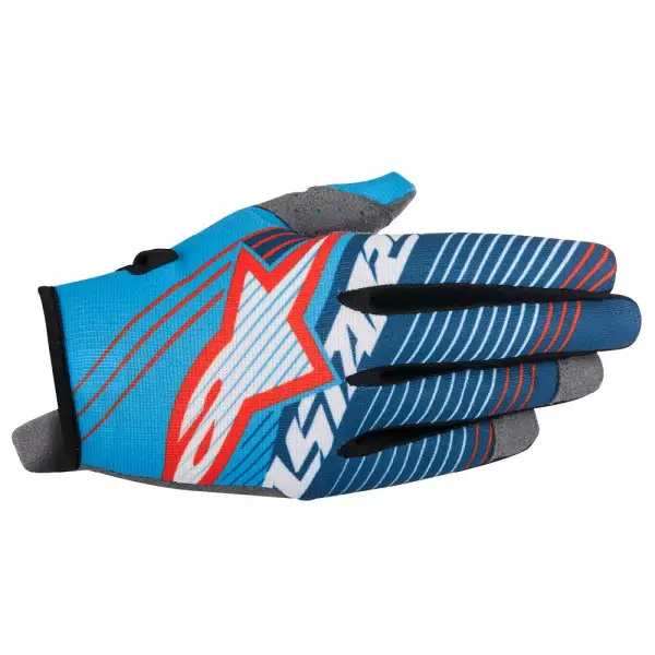 Guanti cross Alpinestars Radar Tracker ciano bianco blu scuro