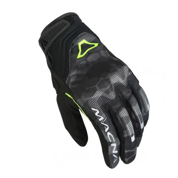 Guanti moto estivi Macna Recon Camo Grigio Giallo Fluo