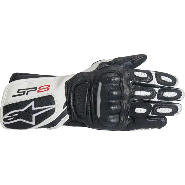 nero Guanti moto in pelle Alpinestars SP-8 V2 bianco rosso