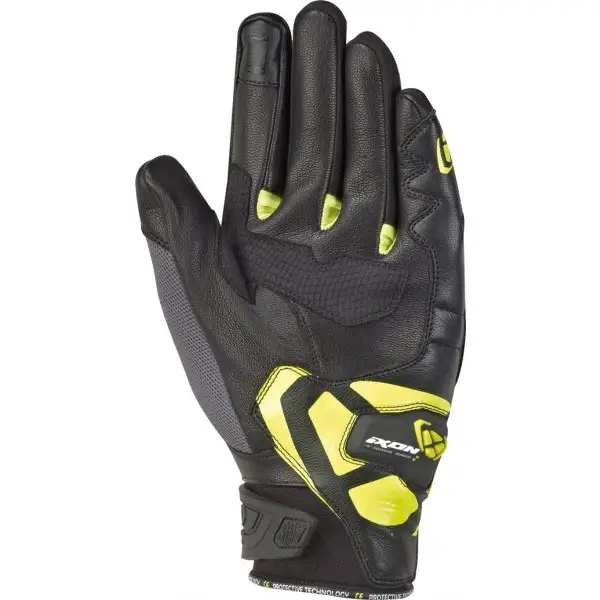 Guanti moto pelle e tessuto estivi Ixon RS RISE AIR Grigio Nero Giallo Vivo