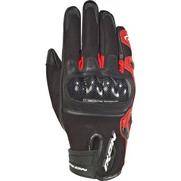 Guanti moto pelle e tessuto estivi Ixon RS RISE AIR Nero Rosso