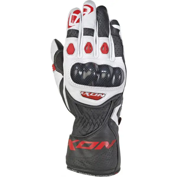 Guanti moto pelle estivi Ixon RS CIRCUIT 2 Nero Bianco Rosso