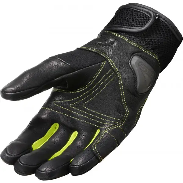 Guanti moto pelle estivi Rev'it Metric Nero Giallo Neon