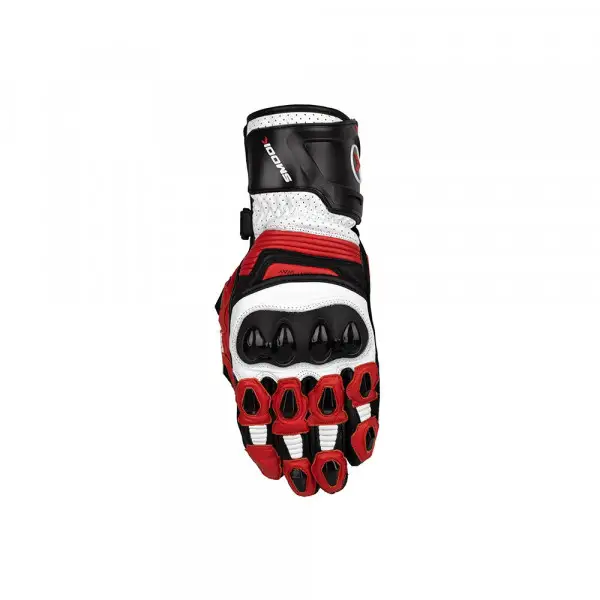 Guanti moto pelle estivi Smook GL-90345 Bianco Rosso