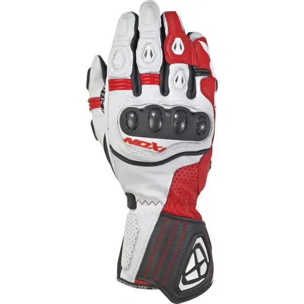 Guanti moto pelle Ixon RS TILT Nero Bianco Rosso