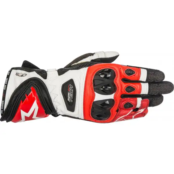 Guanti moto racing pelle Alpinestars Supertech nero bianco rosso