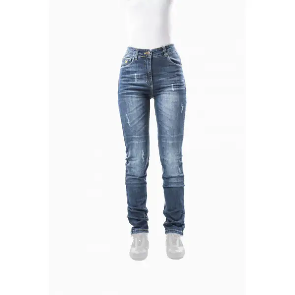 Jeans moto donna Motto HIRO con rinforzi in fibra aramidica Blu