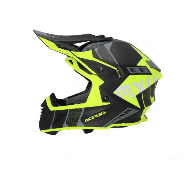 Casco cross Acerbis X-Track 2206 in fibra Nero Giallo Fluo