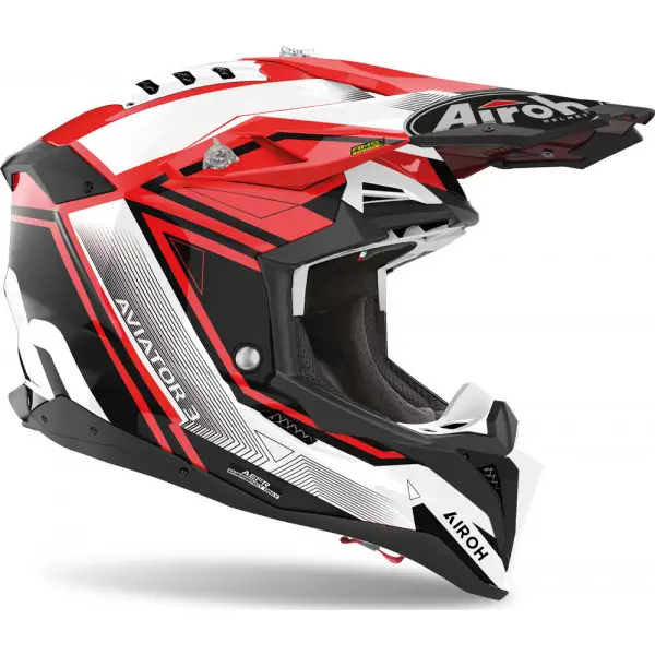 Casco Cross Airoh Aviator 3 League Rosso lucido