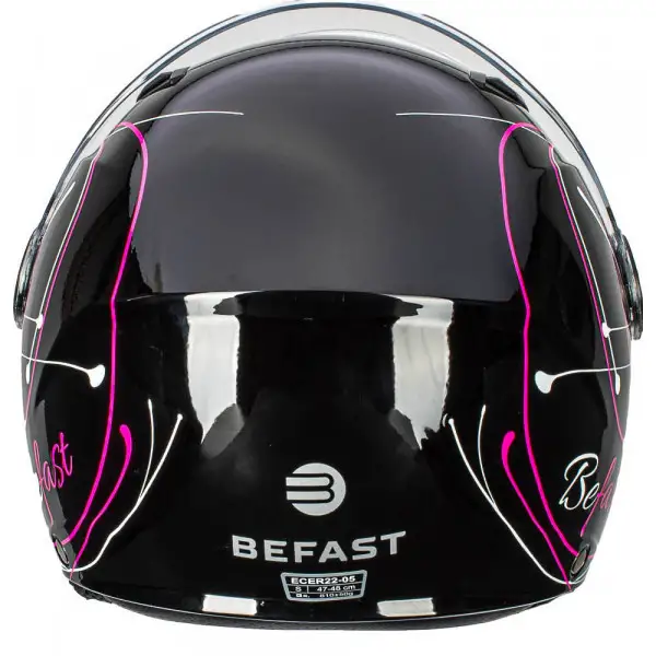 Casco jet bambino Befast Flipper III Linear Nero Fucsia Bianco
