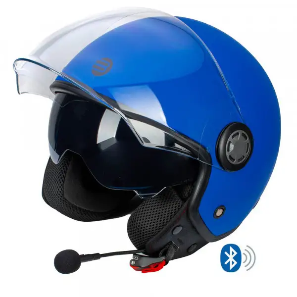 Casco jet Befast Rapid Connect III Blu Opaco con interfono integrato