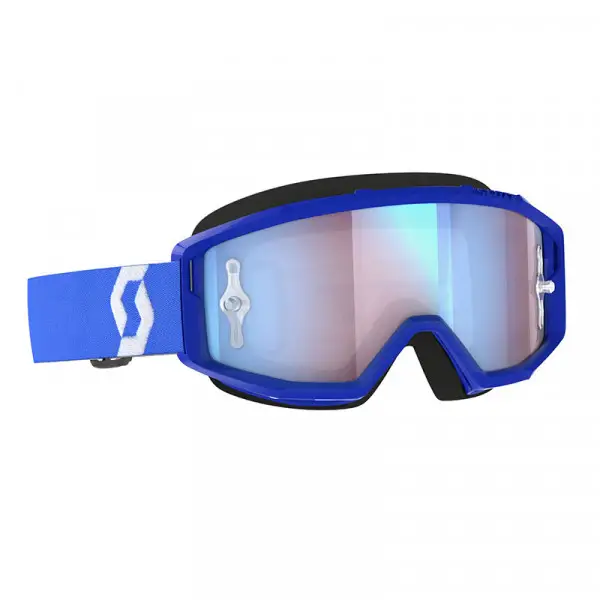 Occhiali cross Scott  Primal blu bianco lente blu cromata