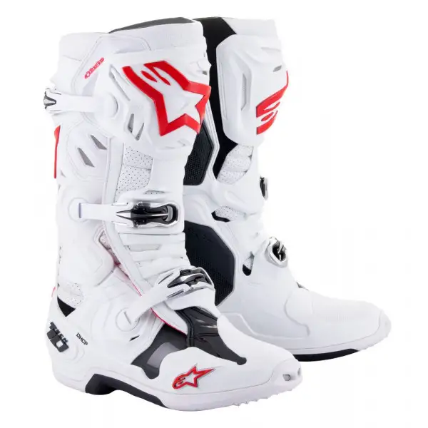 Stivali cross Alpinestars Tech 10 Supervented Bianco Rosso Vivo