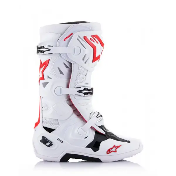 Stivali cross Alpinestars Tech 10 Supervented Bianco Rosso Vivo