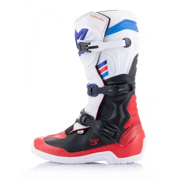 Stivali cross Alpinestars Tech 3 Bianco Rosso vivo Blu scuro