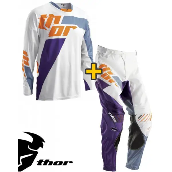 Kit Cross Thor Core Merge - Maglia+ Pantaloni - bianco viola