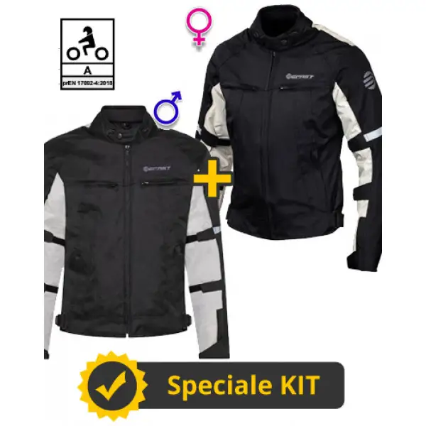 Kit coppia Alltime CE 3 strati Grigio - Giacca moto certificata Befast Uomo + Donna