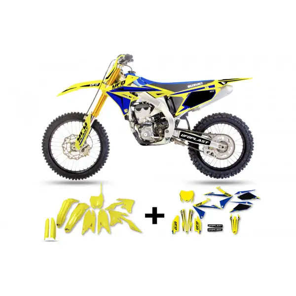 Kit plastiche+decals applicata Ufo Stokes Suzuki Giallo