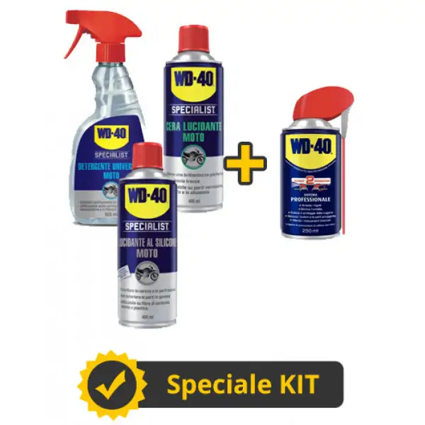 Kit WD40 pulizia e lucidatura moto + pulitore Spray multifunzionale