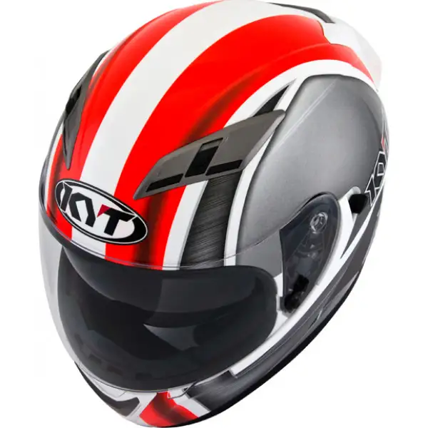 Casco integrale KYT Falcon Sim bianco-rosso fluo