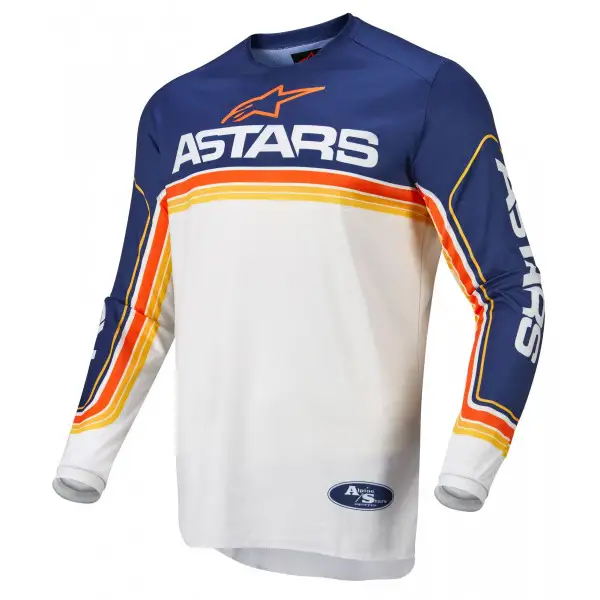 Maglia cross Alpinestars FLUID SPEED Blu Scuro Bianco Off Arancio