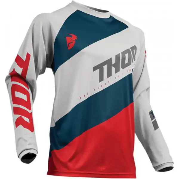 Maglia cross Thor SECTOR SHEAR Grigio Chiaro Rosso