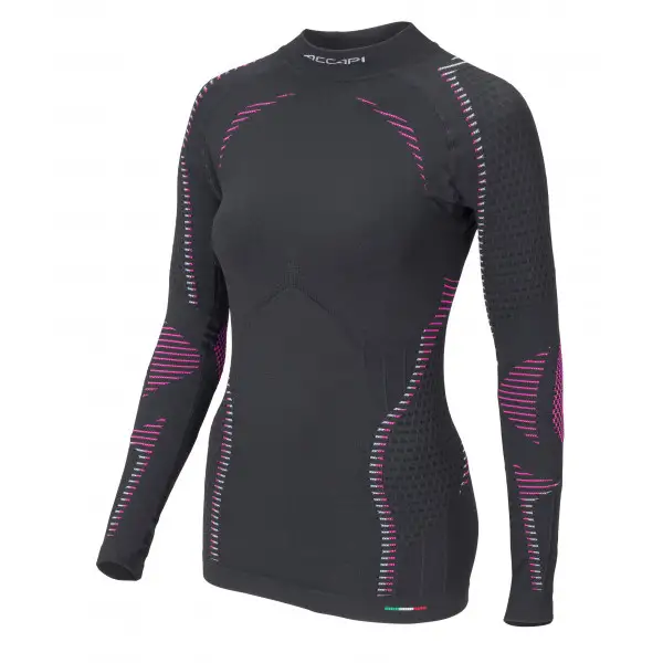 Maglia intima Donna maniche lunghe ACCAPI ERGORIDER Nero Rosa fluo