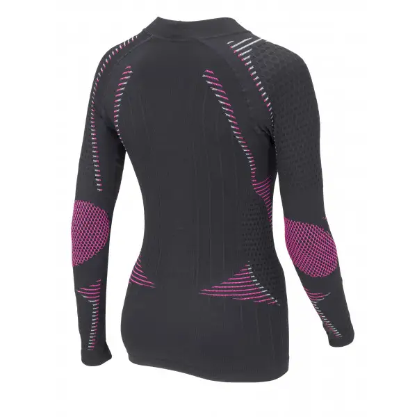 Maglia intima Donna maniche lunghe ACCAPI ERGORIDER Nero Rosa fluo