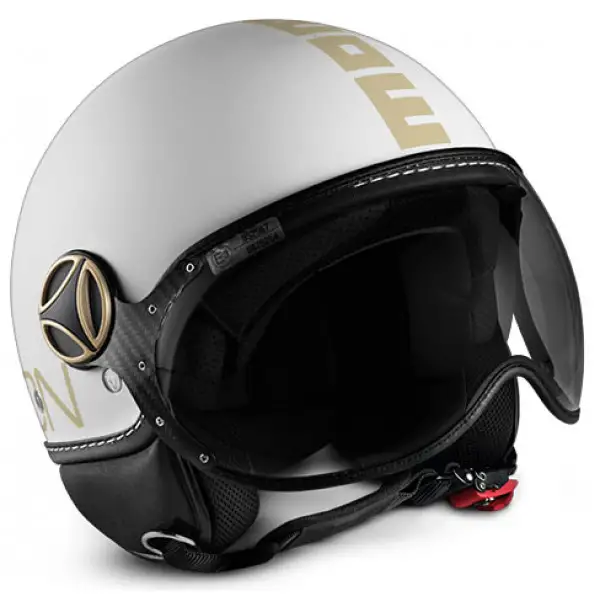 Casco jet Momo Design Fighter Plus Bianco Opaco Oro